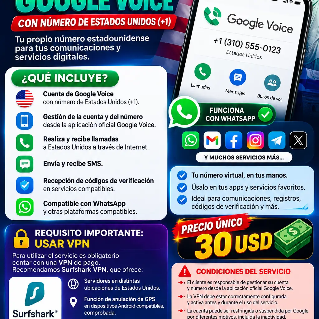 Google Voice USA Número permanente — imagen 2